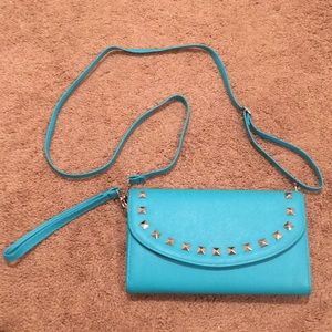 Brand new blue studded clutch/purse